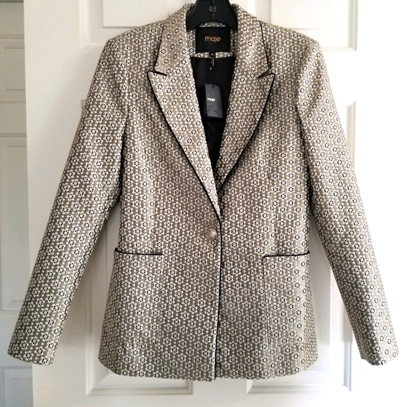 Maje Jackets & Blazers - ⭐HOST PICK⭐ NWT Maje Gold Metallic Floral Daisy Blazer - The Bold Type wardrobe